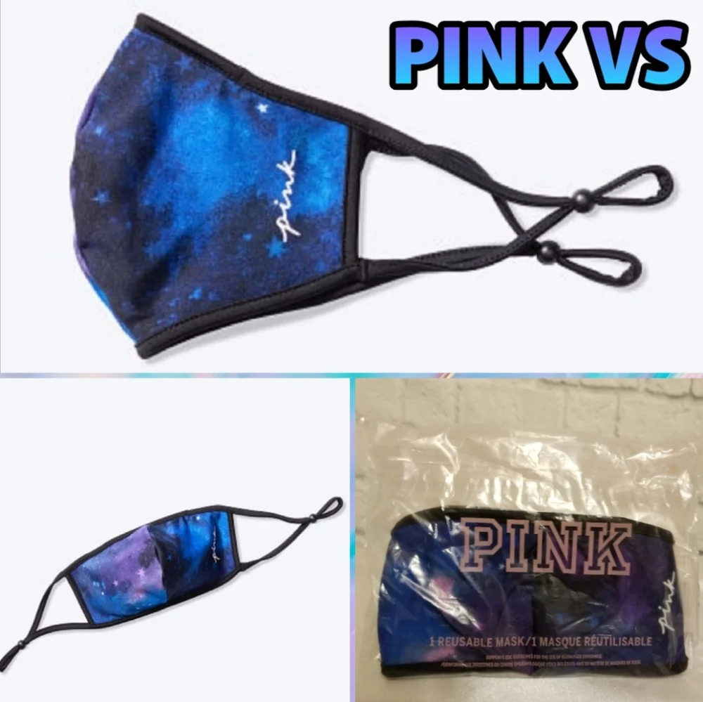 PINK Victoria's Secret Galaxy Space Stars Reusable Face Mask Adjustable New